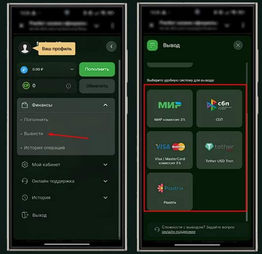 Способы кешаута в Riobet Casino